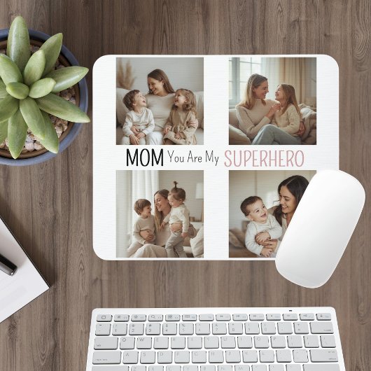 Modern Personalized Mom Superhero Photo Collage マウスパッド