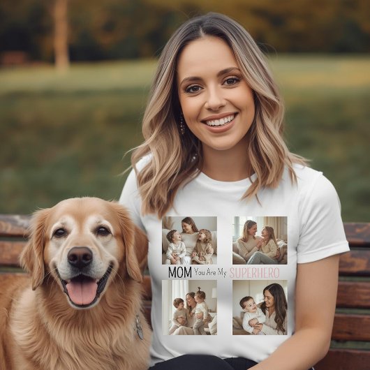 Modern Personalized Mom Superhero Photo Collage Tシャツ