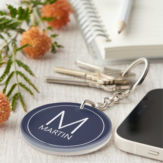 Modern Personalized Monogram and Name Keychain キーホルダー (正面右)