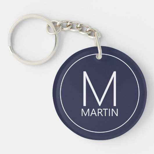 Modern Personalized Monogram and Name Keychain キーホルダー (正面)