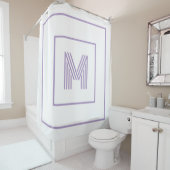  Modern Personalized Monogram white purple シャワーカーテン (インサイチュ)