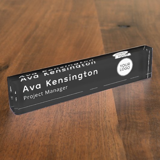 Modern Personalized Name Plate with Logo デスクネームプレート (側面)