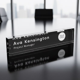 Modern Personalized Name Plate with Logo デスクネームプレート