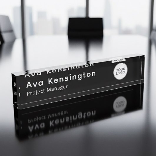Modern Personalized Name Plate with Logo デスクネームプレート