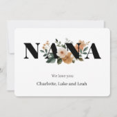 Modern Personalized Nana Floral Card シーズンカード (正面)