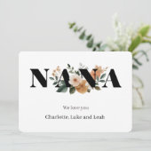 Modern Personalized Nana Floral Card シーズンカード (スタンド正面)