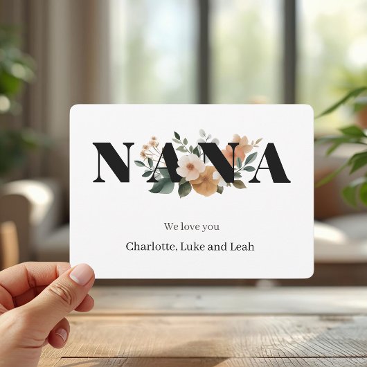 Modern Personalized Nana Floral Card シーズンカード