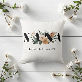 Modern Personalized Nana Floral Gift クッション