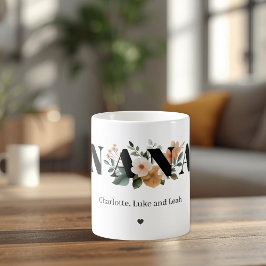 Modern Personalized Nana Floral Gift コーヒーマグカップ