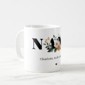 Modern Personalized Nana Floral Gift コーヒーマグカップ (正面左)