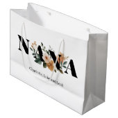 Modern Personalized Nana Floral Gift ラージペーパーバッグ (正面アングル)