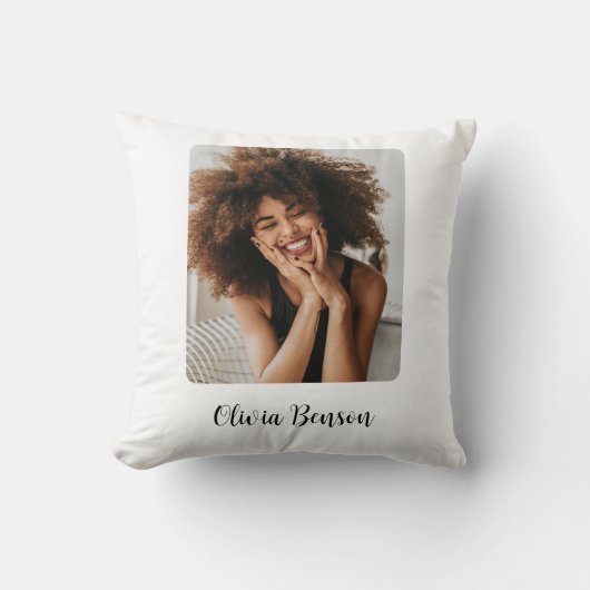 Modern Personalized Photo and Name Create your own クッション (正面)