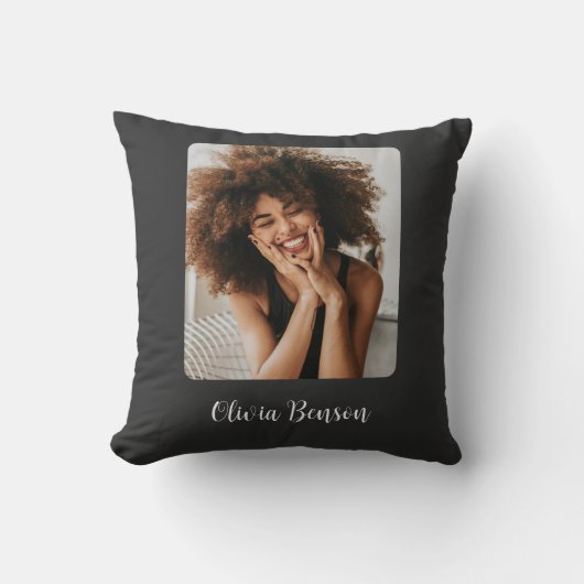 Modern Personalized Photo and Name Create your own クッション (正面)