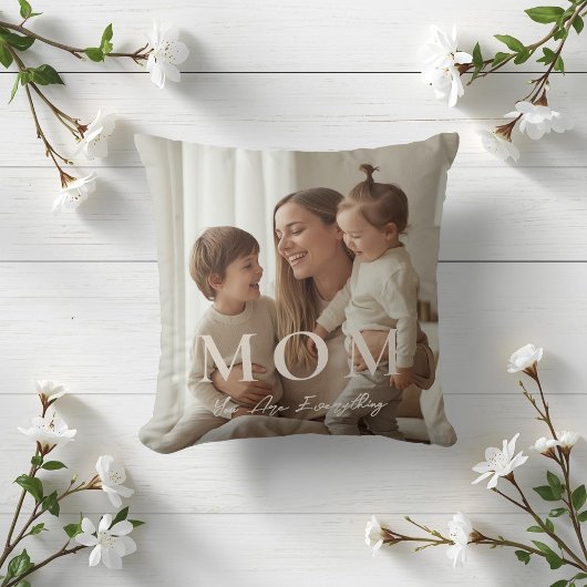 Modern Personalized Photo MOM Throw Pillow クッション