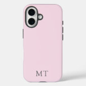 Modern Personalized Pink Grey Initial Monogram Case-Mate iPhoneケース (裏面)