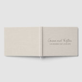 Modern Personalized Silver Gray Faux Linen ゲストブック (全面)