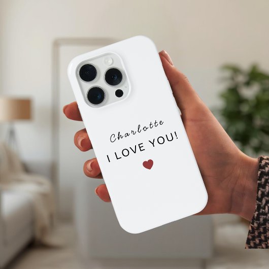 Modern Personalized Valentine – I Love You iPhoneケース