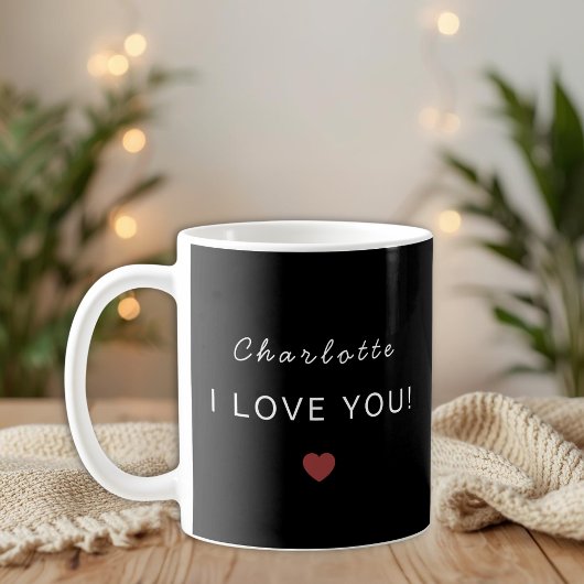 Modern Personalized Valentine Mug – I Love You  コーヒーマグカップ