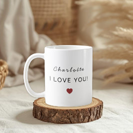 Modern Personalized Valentine Mug – I Love You  コーヒーマグカップ