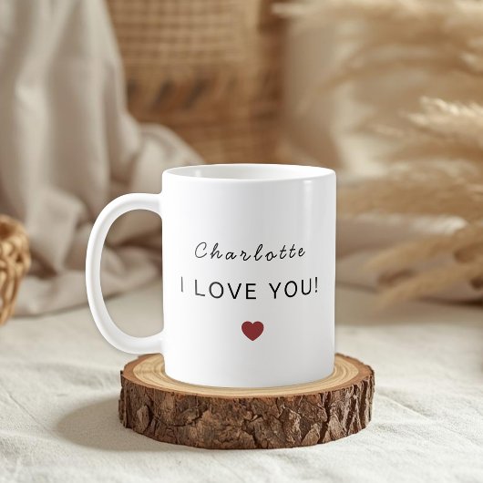 Modern Personalized Valentine Mug – I Love You  コーヒーマグカップ