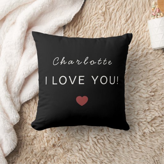 Modern Personalized Valentine Pillow – I Love You クッション (ブランケット)
