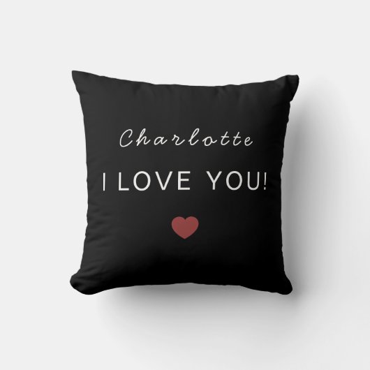 Modern Personalized Valentine Pillow – I Love You クッション (正面)