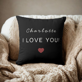 Modern Personalized Valentine Pillow – I Love You クッション