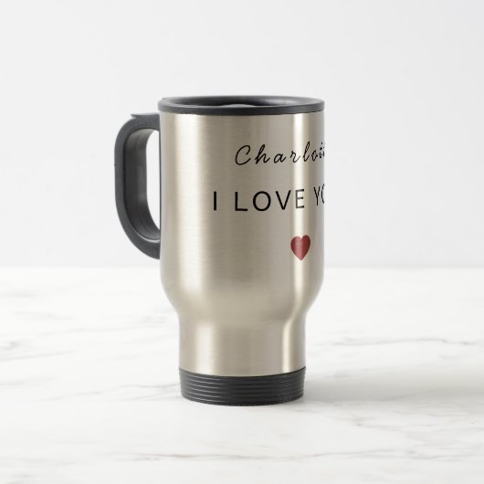 Modern Personalized Valentine Travel Mug トラベルマグ (正面左)