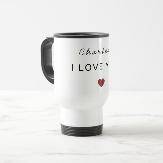 Modern Personalized Valentine Travel Mug トラベルマグ (正面左)