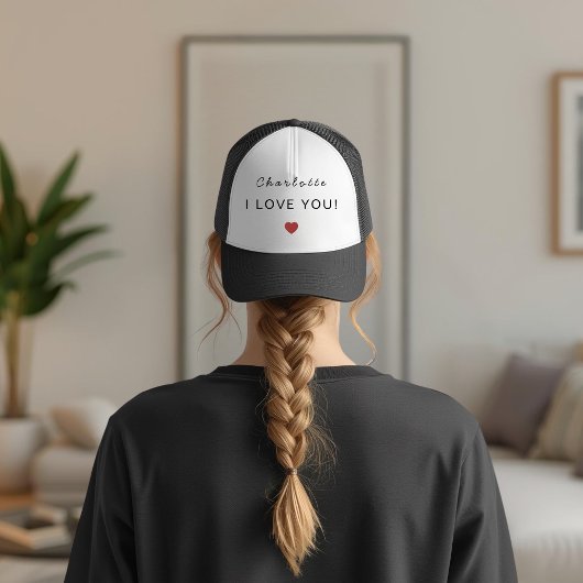 Modern Personalized Valentine Trucker Hat キャップ