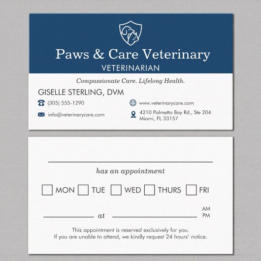 Modern Pet Appointment Reminder Veterinarian 予約カード