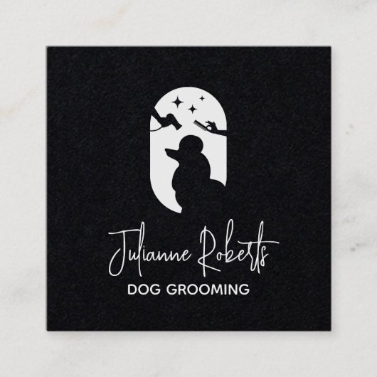 Modern pet care logo dog grooming スクエア名刺 (正面)