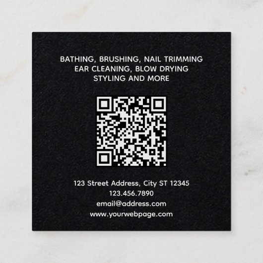 Modern pet care logo dog grooming スクエア名刺 (裏面)