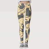 Modern Pet Lover Beige And Grey Kitten Cat Pattern レギンス (正面)