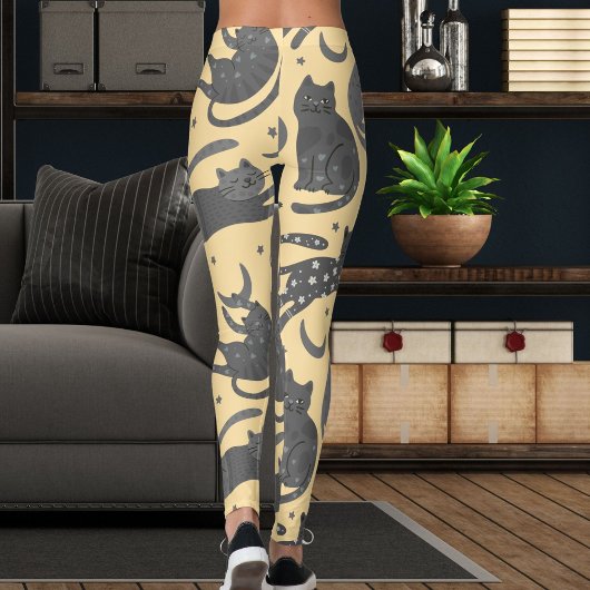 Modern Pet Lover Beige And Grey Kitten Cat Pattern レギンス