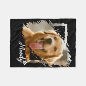 Modern Pet Photo & Name Custom Fleece Blanket フリースブランケット (正面(横))
