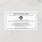 Modern Pet Sitting Photo Minimalist Paw Print 名刺 (裏面)