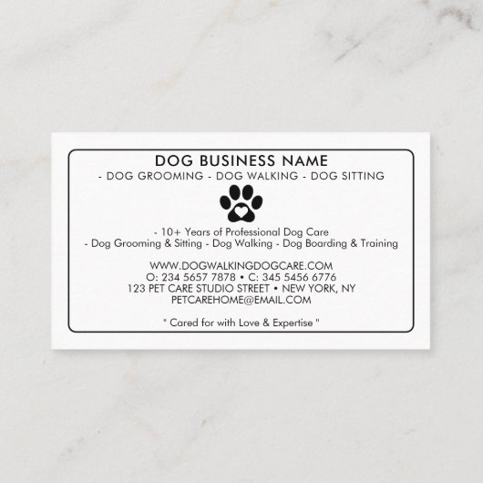 Modern Pet Sitting Photo Minimalist Paw Print 名刺 (裏面)