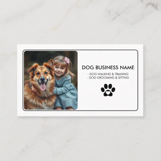 Modern Pet Sitting Photo Minimalist Paw Print 名刺 (正面)