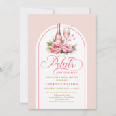 Modern petals and prosecco blush gold shower card 招待状 (正面)