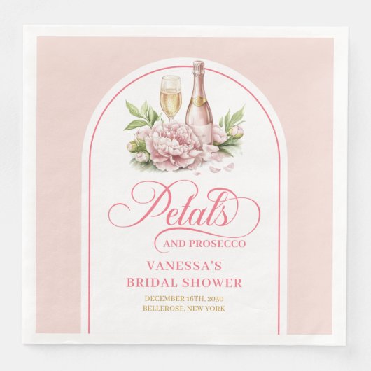 Modern Petals and Prosecco Gold Arched Napkin Set (正面)