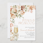 Modern Petals & Prosecco Floral Bow Bridal Shower 招待状 (正面)