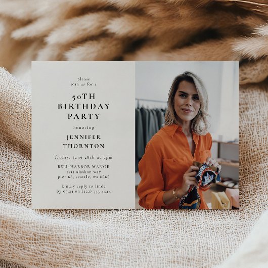 Modern Photo 50th Birthday Party 招待状