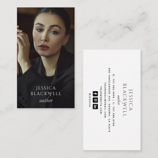 Modern Photo Author Writer Business Card 名刺 (正面/裏面)