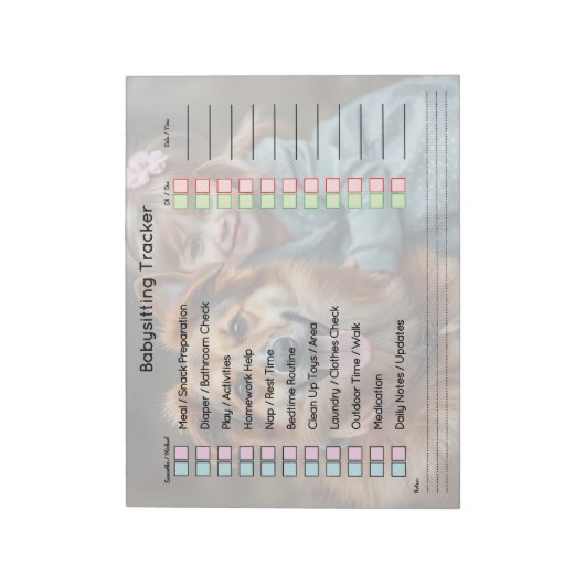 Modern Photo Babysitting Tracker Task Planner ノートパッド (回転)