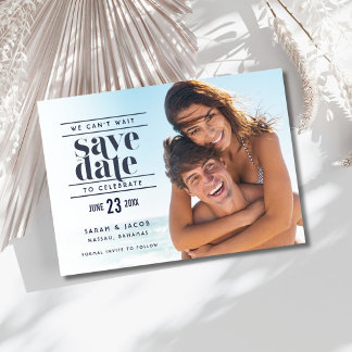 Modern Photo Beach Wedding Save the Date セーブザデート