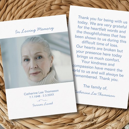 Modern Photo Bereavement  Funeral Thank You Card エンクロージャーカード