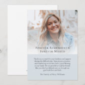 Modern Photo Bereavement Sympathy Funeral Memorial サンキューカード (正面/裏面)