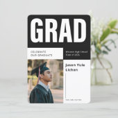 Modern Photo Black and White Graduation Party 招待状 (スタンド正面)