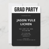 Modern Photo Black and White Graduation Party 招待状 (裏面)